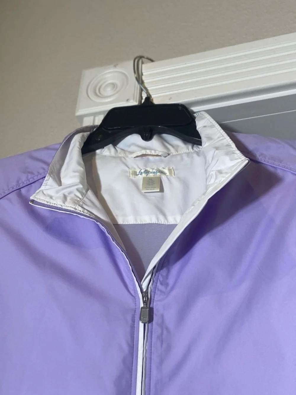 Lady  Hagan~Soft~Lavender~Windbreak~Pullover~Half Zip~Mesh Lined~Pockets~Size XL